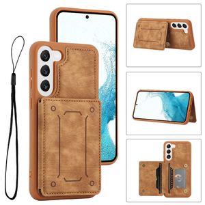 Étui de téléphone en cuir pour fente pour carte Kickstand pour Samsung Galaxy S23 S2 S21 S20 Plus Ultra a14 a34 a54 a13 Pixel 7 7pro étui de couverture arrière avec fentes pour cartes