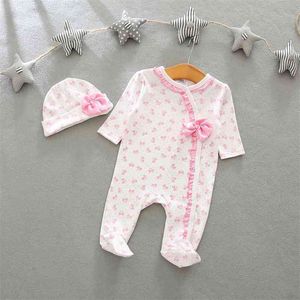 Ropa para niños 0-3 meses Trajes de niña Camiseta Pantalones unidos + Diadema Flores de algodón Decoración Cuit Bebe Fille 210528