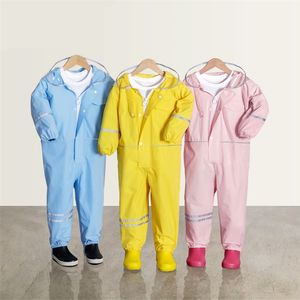 Chubasquero impermeable para niños, niños, bebés, Poncho, niños, niñas, escuela primaria, estudiantes, traje de lluvia siamés 210925