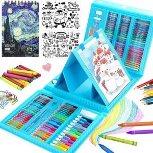 Kids Art Supplies 208 Pièces Drawing Art Kit Creat avec incluse les pastels d'huile Crayons Colord Craye Crayer Cakes Gakes Sketch Pad 240420