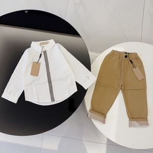 Ensembles de vêtements pour bébés enfants Chemises pour tout-petits Pantalons Filles Garçon Vêtements pour enfants à carreaux Costumes Marque Designer T-shirts à manches longues Pantalons Uniformes Lettres de luxe Robes rayées