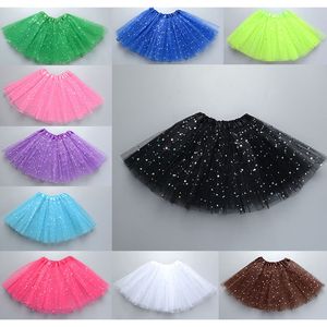 Kids Baby Star Glitter Dance Tutu dress For Girl Sequin 3 Layers Tulle Toddler Pettiskirt Children Chiffon skirt