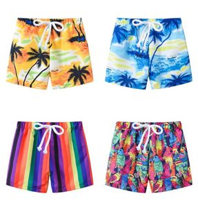 Kidans Shorts de plage Coconut Tree Swimwear Toddler Striped Swim Trunks Kids Board Shorts Girls Floral Shorts Hawaii Sandy Beach Pants6892679