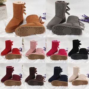 Enfants Bottes Mini Bow Australien Classique Filles Chaussures Toddler Enfants Hiver Neige Boot Wggs II Bébé Enfant Jeunesse Ugly Châtaigne Noir Baskets Furry Bailey u9Rc #