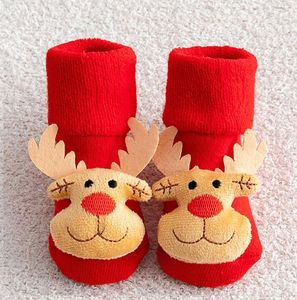 Chaussettes pour enfants pour filles et garçons Chaussettes de Noël en coton imprimé antidérapant pour tout-petits bébés pour nouveau-nés Vêtements courts pour bébés