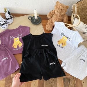 Ensembles de vêtements pour enfants Toddler T-shirts à manches courtes Shorts Cartoon Lettre d'été Tshirts Pantalons Boys Girls Children Youth Youth Two Piece Costumes W53U #