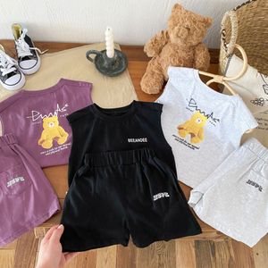 Ensembles de vêtements pour enfants Toddler à manches courtes t-shirts shorts de dessin animé lettre d'été imprimé tshirts pantalon garçons enfants enfants jeunes en deux pièces T3do #