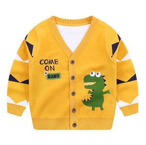 Enfants vêtements de marque dessin animé dinosaure Cardigan bébé garçon fille pulls rouge jaune tricots Jumper enfants manteau B114