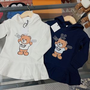 Ropa de diseñador para niños Vestido para niños Camisa de lujo para niñas de verano Faldas de algodón de manga corta para bebés Diseñadores Mos Ropa con patrón de oso de dibujos animados MOS CXD2401122-6