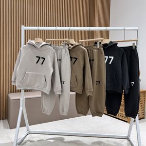 enfants designer ensembles ess chaud survêtement pulls à capuche à manches longues pulls ess lettre sweat et pantalon jogger lâche jeunes garçons filles vêtements décontracté épais T32c #