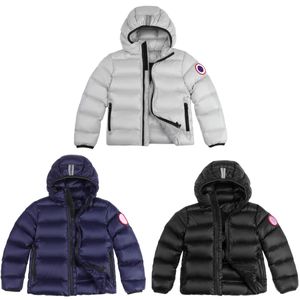 Abrigo de plumón para niños Chaqueta de diseñador de invierno canadiense para niños pequeños Niños Niños Ropa de abrigo Gansos Niñas Jóvenes con capucha Prendas de abrigo lassic Parkas Flor Negro Gris Azul oscuro