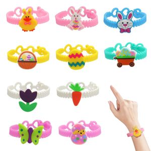 Bracelets de pâques en PVC pour enfants, fête de printemps, lapin, coquille d'œuf, Bracelets en forme de canard