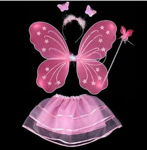 Ensembles de costumes de princesse féerique pour enfants filles, vêtements de scène colorés, ailes de papillon, bandeau baguette, jupes Tutu GB1362