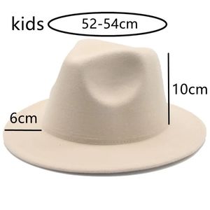 Chapeaux pour enfants 52cm petits enfants feutre blanc noir chapeau d'hiver tenue décontractée garçons filles enfant Fedora chapeau Sombrero Panama Hombre 240103