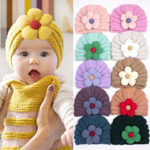 Chapeaux pour enfants Enfants Fleur Tricoté Chaud Pull Bonnet Mignon Enfant Filles Chapeau Hiver Jeunesse Enfant Crâne Casquettes Multi Couleur Tour de tête: environ 36-40 R0j8 #