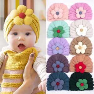 Chapeaux pour enfants enfants fleur tricoté pull chaud bonnet mignon enfant en bas âge filles chapeau hiver jeunesse enfant crâne casquettes multicolore tour de tête: environ 36-40 h43i #