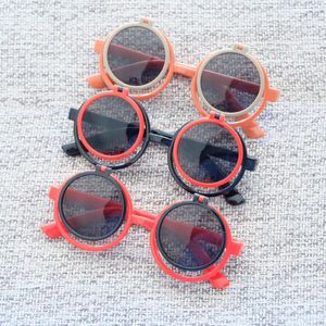 Gafas de sol plegables preciosas para niños con montura redonda vacía, gafas lindas, 6 colores al por mayor