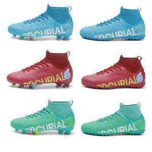 Enfants Mercurial Football Bottes Hommes Femmes High Top Soccer Chaussures Jeunesse Formation Chaussures Grande Taille 31-48 Bleu Vert Rouge
