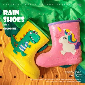 Kids Rain Gear Children Rains Boots Rubber Boots Kid Water Shoes PVC Baby Cartoon Waterproof Non-slip Warm Winter
