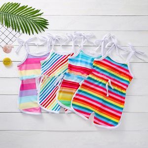 Mamelucos para niños niñas Rainbow sling romper Niños rayas Monos moda de verano Boutique ropa de bebé
