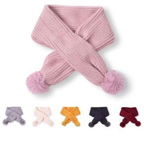 Bufanda para niños Pom Bufandas lisas Pañuelo de color caramelo Abrigos de invierno Mantón de punto largo Moda Bebé Bola Lana Silenciador Cuello Anillo Necker Pashmina WMQ1234