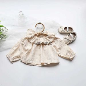 Chemises pour enfants vêtements de bébé Peter Pan Collar Girls Blouse à manches longues Baby Base Shirt Baby Tops H240508