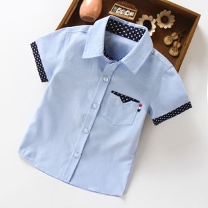 Kids Shirts Children Shirts Fashion Solid Cotton Shortsleeved Boys Shirts For 214Age kids Blouses clothes Baby Shirts Tops 230721
