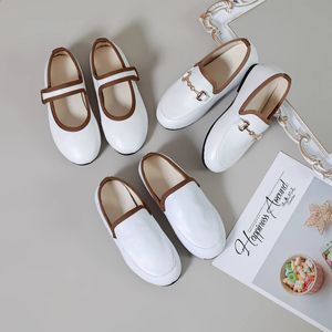 Kids Shoes Children Chain Casual Shoes Baby Girls Soft Loafers Toddler Ballet Flats Boys White Moccasin Mary Jane For Summer 240129