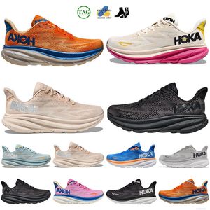 Niños zapatos Hoka One Clifton 9 Running Shoe Diseñador de diseñador de zapatillas Hokas Hokas Triple Blanco Blanco Cyclamen Sweet Lilac Lilac Sand Birds Trainers Tamaño 22-35