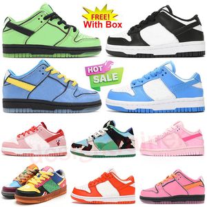 Chaussures pour enfants avec boîte Triple Pink Foam Panda Unc Low StrangeLove Laser Orange Blossom Bubbles Buttercup Holiday Special Chaussures de skateboard pour tout-petits bon marché