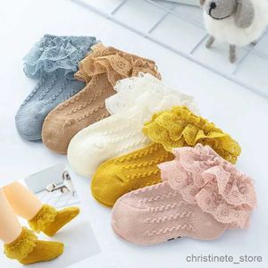 Chaussettes pour enfants 3 paires/lot chaussettes bébé fille respirant coton dentelle à volants princesse maille chaussettes enfants cheville chaussette courte filles enfants enfant en bas âge R231204