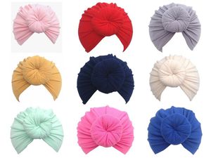 Crianças macio milho atado turbante elástico donut redondo boné gorros estiramento bandana menino meninas faixa de cabelo chapéu headwraps