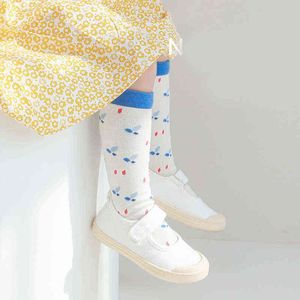Calcetines largos de algodón de verano para niños con estampado para niños pequeños bebés niñas niños primavera divertido lindo Kawaii tubo hasta la rodilla calcetín dibujos G220223