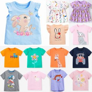 Camisetas para niños Girls Biños Mangas cortas Camisetas Investables Animales de dibujos animados Flores Camas de bebé impresas Camasas para bebés Infrentes de verano Tops de verano D9zk#