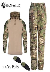 Uniforme militaire tactique de l'armée américaine pour enfants, Camouflage Airsoft, chemises de combat éprouvées, pantalons d'assaut rapide longs avec pantalons et genouillères5981711