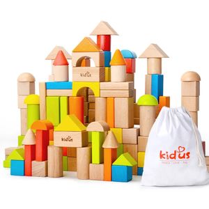 Kidus 80 pièces blocs de construction en bois avec sac de rangement nourrir la créativité et l'imagination jouet pour les tout-petits 240110