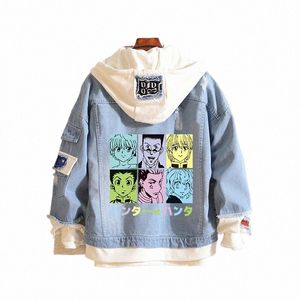 Killua Zoldyck Chaqueta vaquera con capucha Anime Hunter X Hunter Hisoka Sudaderas con capucha Yoyo Sweat Jeans Cool Killua Zolodik Figurita Unisex y2pa #