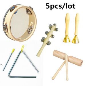 Juego de instrumentos de percusión Orff para fiesta de jardín de infantes, juguetes para niños, campana táctil, castañuela, martillo de arena, tambor doble JNC46