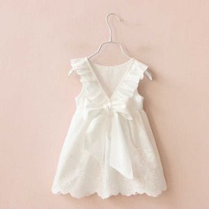 Kindstraum 2019 enfants solide coton robe été enfants sans manches porter marque blanc doux vêtements pour filles, RC1763 Q0716