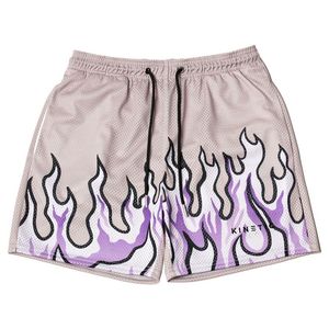 KINETIC Designer Short de performance pour homme – Nouvelle collection d'été, graphique flamme, séchage rapide, respirant, coupe basket-ball décontractée.