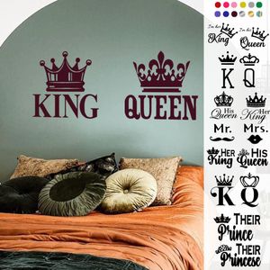 King Queen Home Wall Decor Stickers para dormitorio Parejas Marido y esposa Habitaciones Wall Sticker Decortion Calcomanía removible