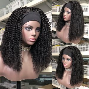 Kinky Curly Bandeau Glueless Wig Perruques de cheveux humains Remy Brésilien Full Machine Made Wig pour les femmes