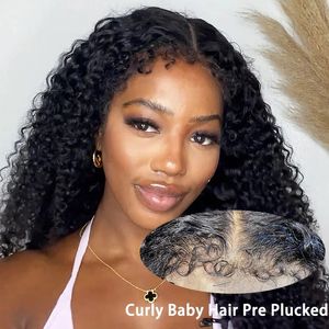 Kinky bouclés perruques cheveux humains 360 pleine perruque de lacet avec des cheveux de bébé bouclés pré plumés hd profonde vague brésilienne cheveux 360 dentelle frontale perruque 150% densité