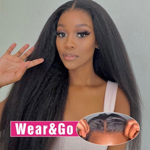 Kinky Straight 13x6 HD Frontal Wig Brazilian Glueless Yaki 13x4 Lace Front Human Hair Wigs for Women Preplucked