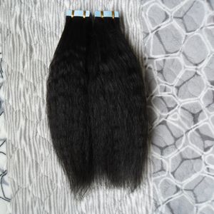 kinky straight tape cheveux humains 40 pièces / set 100g Tape In Human Hair Extensions 100g grossier peau de yaki trame extensions de cheveux 8 