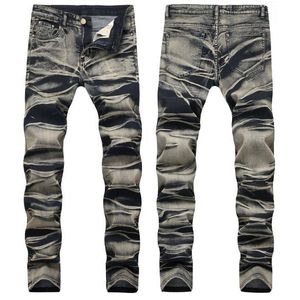 Jeans para hombres Moda Hombres Pintados Pantalones de mezclilla Multi Color Sretch Pantalones impresos para tamaño masculino 29-42