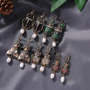 Kissme gros insecte pierre synthétique pierre de culture perle boucles d'oreilles pour les femmes Halloween Vintage bijoux de mode 220726