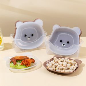 Accessoires de cuisine Assiette de bol à ours mignonnes Kawaii Plastic réutilisable Breakfast Salad Yogourt Bol Snack Plat Cuisine # 50G