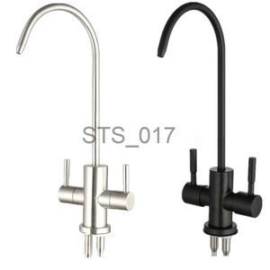 Robinets de cuisine 1/4 '' filtre à eau potable robinet de cuisine en acier inoxydable double trous purificateur d'eau robinet osmose inverse RO robinet 360 pivotant x0712