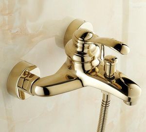 Robinets de cuisine couleur or laiton mural salle de bain mitigeur robinet de baignoire robinet à main ensemble de douche avec support 1.5m tuyau
